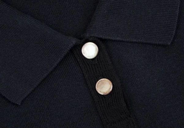 マドモアゼルノンノンMademoiselle NON NON コットンポケットデザインニットポロシャツ 紺38(M) K-113358_008