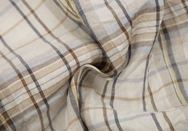 マドモアゼルノンノンMademoiselle NON NON リネンコットンシワ加工チェック半袖シャツ ベージュ茶38(M) K-113359_010