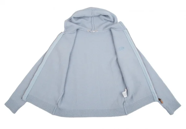 マドモアゼルノンノンMademoiselle NON NON ロゴ刺繍ジップアップニットパーカー 水色38(M) K-113363_014