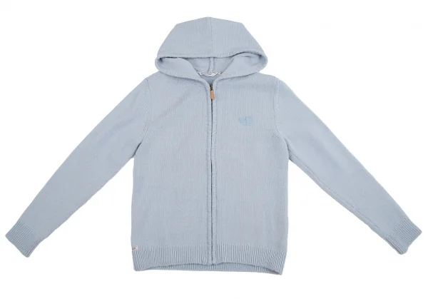 マドモアゼルノンノンMademoiselle NON NON ロゴ刺繍ジップアップニットパーカー 水色38(M) K-113363_002