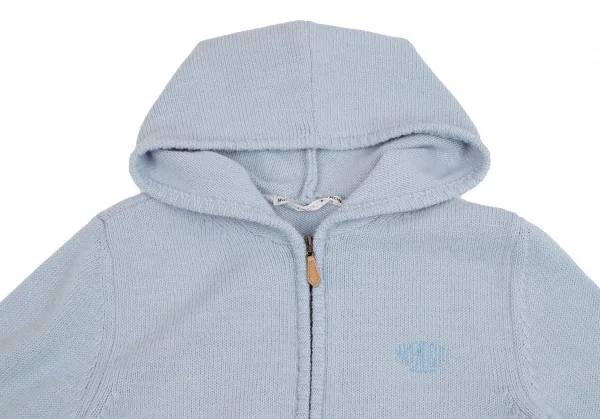 マドモアゼルノンノンMademoiselle NON NON ロゴ刺繍ジップアップニットパーカー 水色38(M) K-113363_003