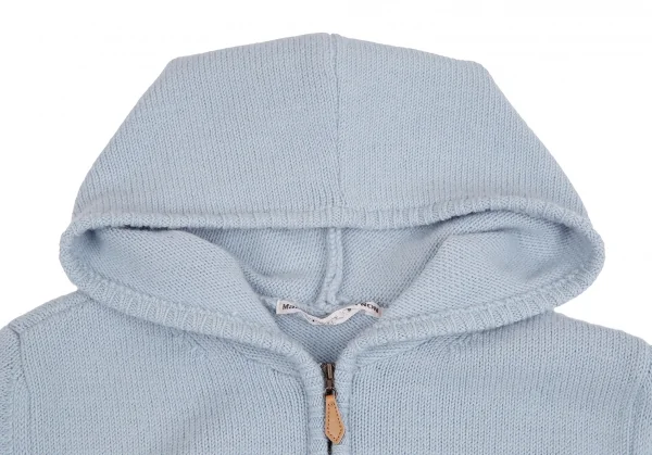 マドモアゼルノンノンMademoiselle NON NON ロゴ刺繍ジップアップニットパーカー 水色38(M) K-113363_004