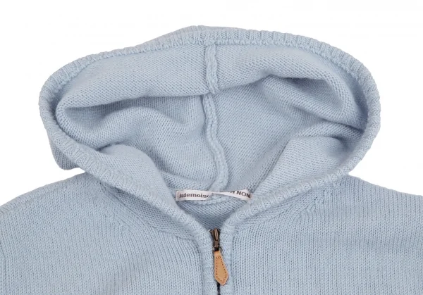 マドモアゼルノンノンMademoiselle NON NON ロゴ刺繍ジップアップニットパーカー 水色38(M) K-113363_005