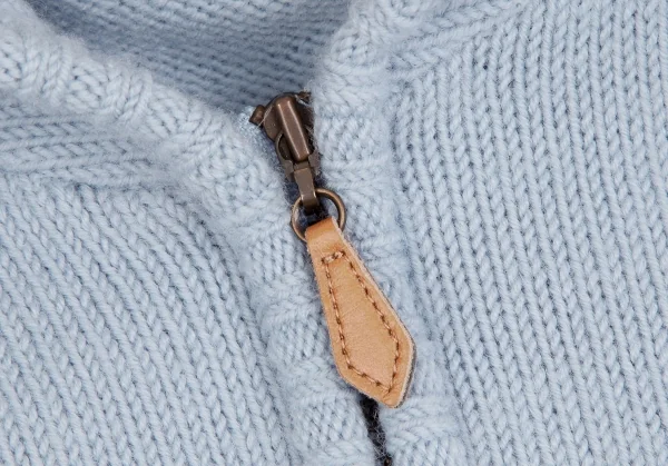 マドモアゼルノンノンMademoiselle NON NON ロゴ刺繍ジップアップニットパーカー 水色38(M) K-113363_006