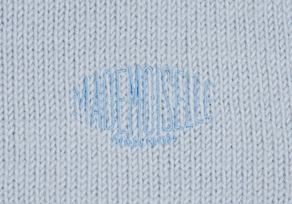 マドモアゼルノンノンMademoiselle NON NON ロゴ刺繍ジップアップニットパーカー 水色38(M) K-113363_007