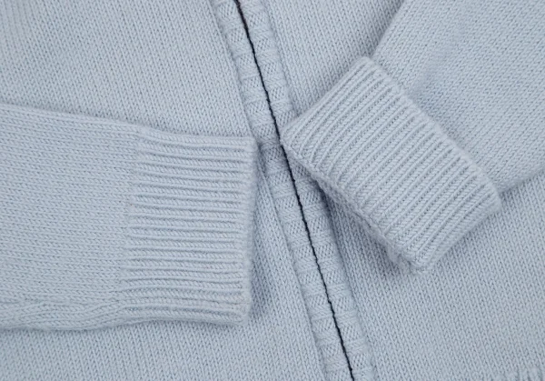 マドモアゼルノンノンMademoiselle NON NON ロゴ刺繍ジップアップニットパーカー 水色38(M) K-113363_009