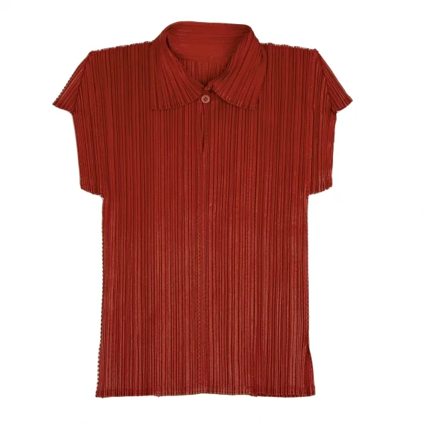 プリーツプリーズPLEATS PLEASE ピンキングカット切替プリーツポロシャツ 赤3位 K-113372_002