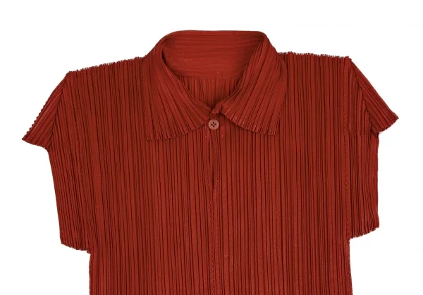プリーツプリーズPLEATS PLEASE ピンキングカット切替プリーツポロシャツ 赤3位 K-113372_003