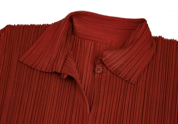 プリーツプリーズPLEATS PLEASE ピンキングカット切替プリーツポロシャツ 赤3位 K-113372_005