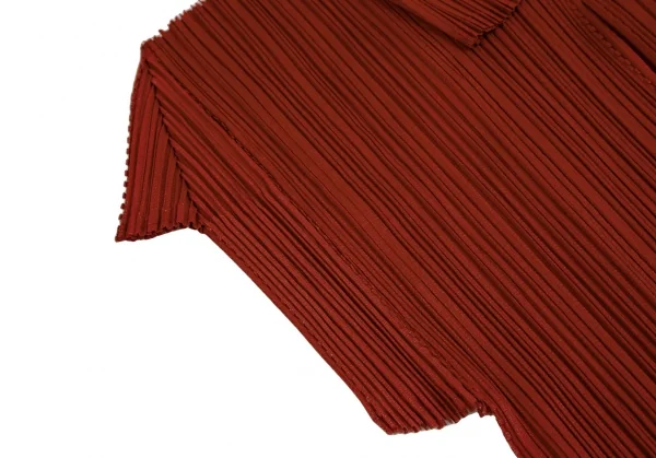 プリーツプリーズPLEATS PLEASE ピンキングカット切替プリーツポロシャツ 赤3位 K-113372_006