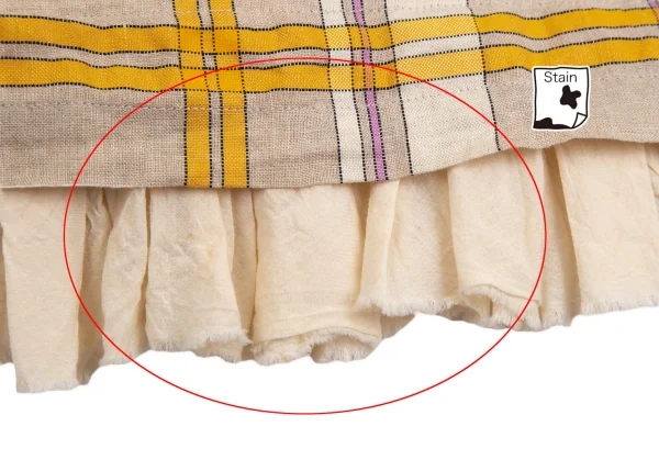 ローブドシャンブル コムデギャルソンrobe de chambre COMME des GARCONS リネン裾フリル切替チェックラップスカート ベージュF K-113383_011