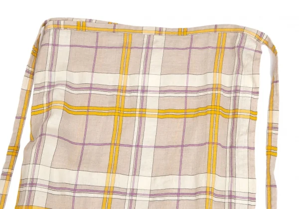 ローブドシャンブル コムデギャルソンrobe de chambre COMME des GARCONS リネン裾フリル切替チェックラップスカート ベージュF K-113383_003