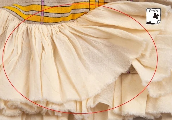 ローブドシャンブル コムデギャルソンrobe de chambre COMME des GARCONS リネン裾フリル切替チェックラップスカート ベージュF K-113383_007