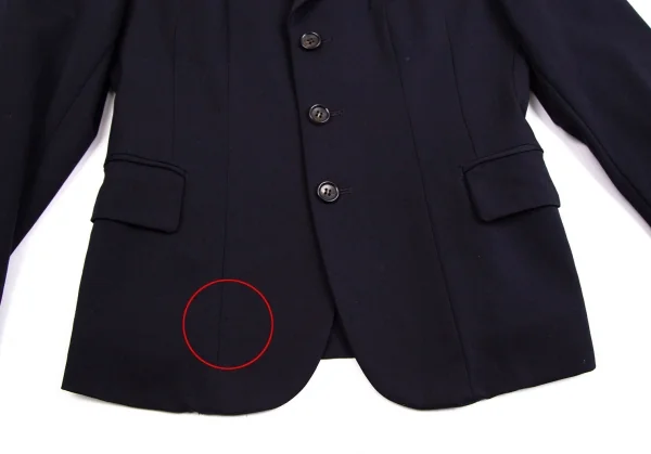 ローブドシャンブル コムデギャルソンrobe de chambre COMME des GARCONSウールギャバ3Bテーラードジャケット 紺M K-113384_011