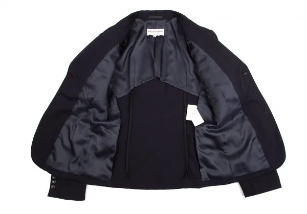 ローブドシャンブル コムデギャルソンrobe de chambre COMME des GARCONSウールギャバ3Bテーラードジャケット 紺M K-113384_014