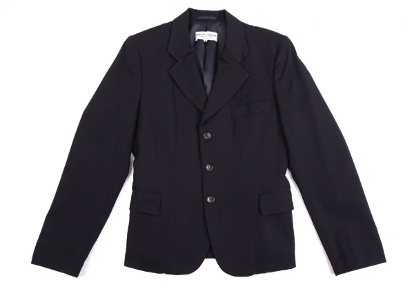 ローブドシャンブル コムデギャルソンrobe de chambre COMME des GARCONSウールギャバ3Bテーラードジャケット 紺M K-113384_002