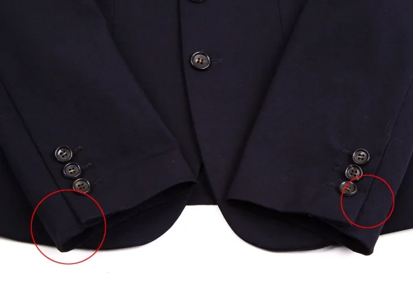 ローブドシャンブル コムデギャルソンrobe de chambre COMME des GARCONSウールギャバ3Bテーラードジャケット 紺M K-113384_007