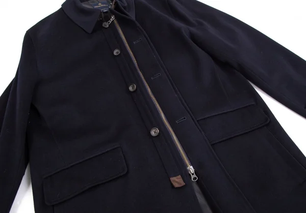 ブルックスブラザーズBrooks Brothers Loro Piana Storm System ロロピアーナストームシステムウールハーフコート 紺L K-113391_011