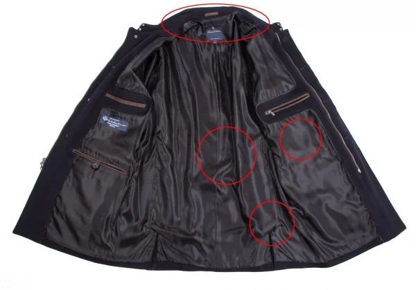 ブルックスブラザーズBrooks Brothers Loro Piana Storm System ロロピアーナストームシステムウールハーフコート 紺L K-113391_014