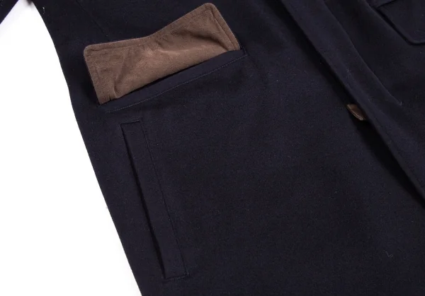 ブルックスブラザーズBrooks Brothers Loro Piana Storm System ロロピアーナストームシステムウールハーフコート 紺L K-113391_008