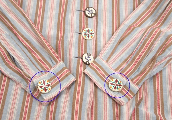 ジジリgigli ボタンデザインショールカラーマルチスチライプシャツ 水色茶赤38(M) K-113392_007