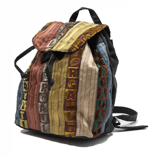 ジャンポールゴルチエJean Paul GAULTIER ロゴマルチストライプミニリュックサック 黒マルチ K-113398_001