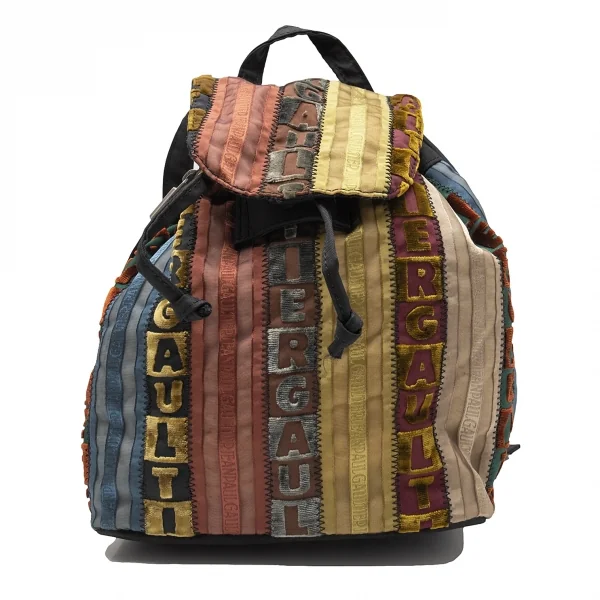 ジャンポールゴルチエJean Paul GAULTIER ロゴマルチストライプミニリュックサック 黒マルチ K-113398_002