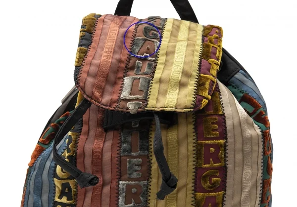 ジャンポールゴルチエJean Paul GAULTIER ロゴマルチストライプミニリュックサック 黒マルチ K-113398_006