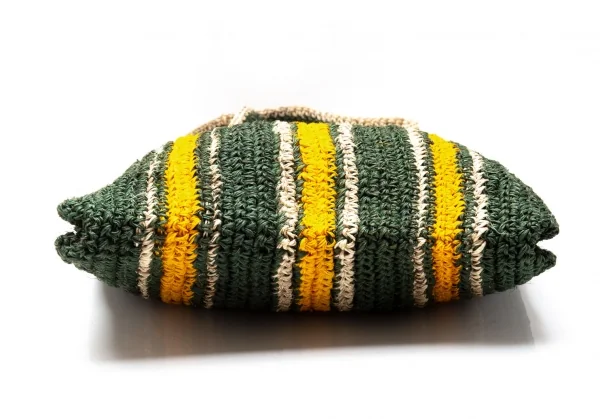 マルニMARNI 天然繊維製ストライプトートバッグ 緑黄 K-113403_007