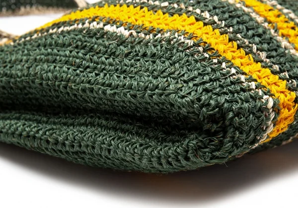 マルニMARNI 天然繊維製ストライプトートバッグ 緑黄 K-113403_008