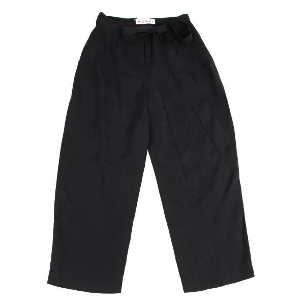 マルニMARNI キュプラレーヨンベルテッドパンツ 黒40 K-113406_001