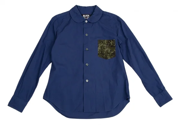 ブラックコムデギャルソンBLACK COMME des GARCONS 製品洗いカモフラポケットシャツ 青XS K-113410_002
