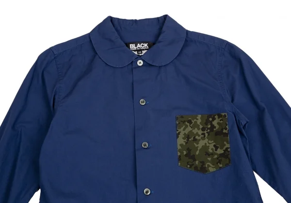 ブラックコムデギャルソンBLACK COMME des GARCONS 製品洗いカモフラポケットシャツ 青XS K-113410_003