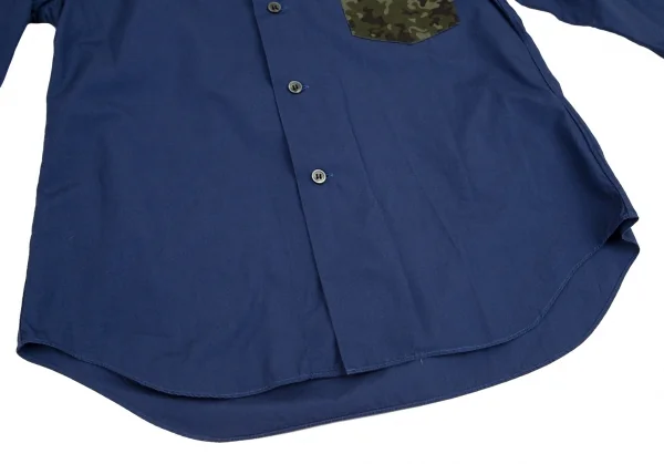 ブラックコムデギャルソンBLACK COMME des GARCONS 製品洗いカモフラポケットシャツ 青XS K-113410_008