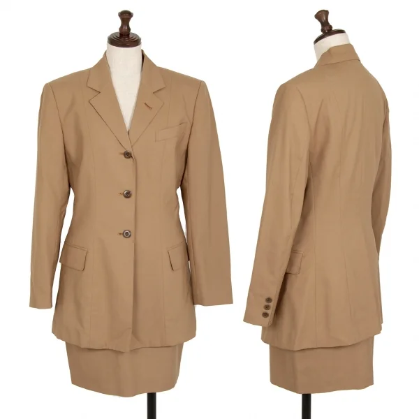 JUNIOR GAULTIER Wool Waist Shape Jacket & Mini Skirt Brown 40 K-113423_001