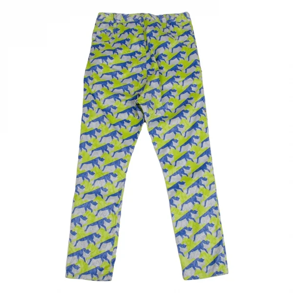 メルシーボークーmercibeaucoup ホースプリントジャガード前後反転サルエルパンツ グレー青黄緑3 K-113428_010