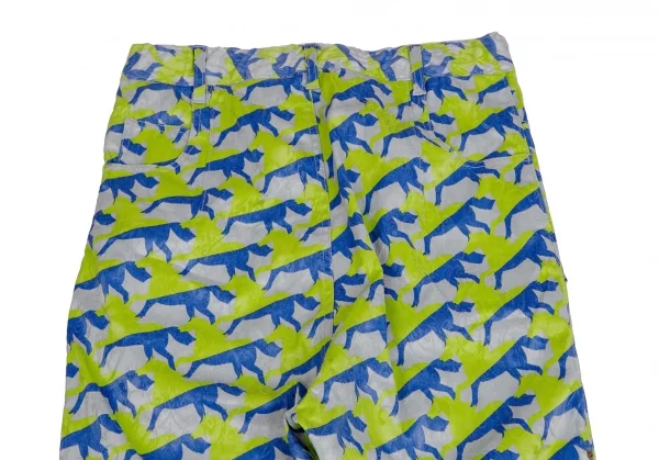 メルシーボークーmercibeaucoup ホースプリントジャガード前後反転サルエルパンツ グレー青黄緑3 K-113428_011