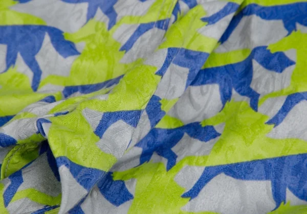 メルシーボークーmercibeaucoup ホースプリントジャガード前後反転サルエルパンツ グレー青黄緑3 K-113428_015