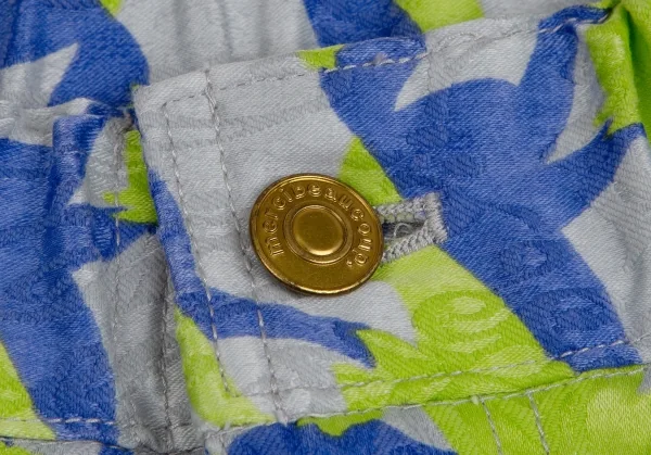 メルシーボークーmercibeaucoup ホースプリントジャガード前後反転サルエルパンツ グレー青黄緑3 K-113428_003