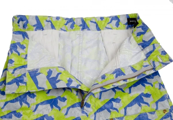 メルシーボークーmercibeaucoup ホースプリントジャガード前後反転サルエルパンツ グレー青黄緑3 K-113428_005