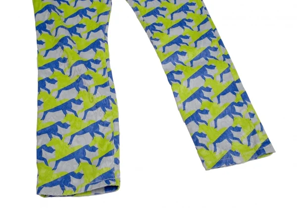 メルシーボークーmercibeaucoup ホースプリントジャガード前後反転サルエルパンツ グレー青黄緑3 K-113428_008