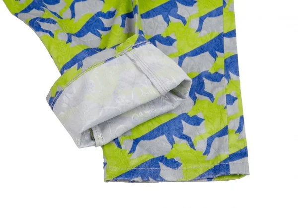 メルシーボークーmercibeaucoup ホースプリントジャガード前後反転サルエルパンツ グレー青黄緑3 K-113428_009