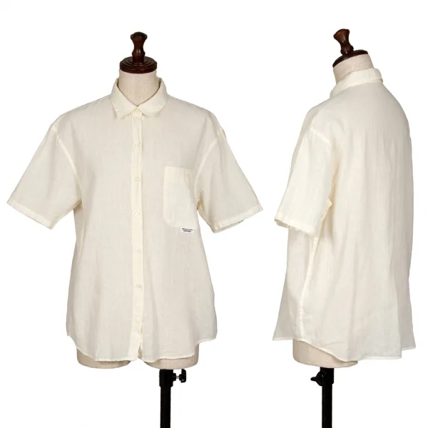 マドモアゼルノンノンMademoiselle NON NON リネンシルク半袖シャツ クリームL K-113440_001