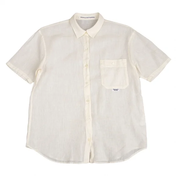 マドモアゼルノンノンMademoiselle NON NON リネンシルク半袖シャツ クリームL K-113440_002