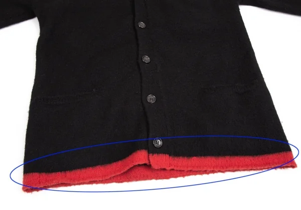 コムデギャルソン オムCOMME des GARCONS HOMME 裾配色縮絨ニットカーディガン 黒M位 K-113445_009