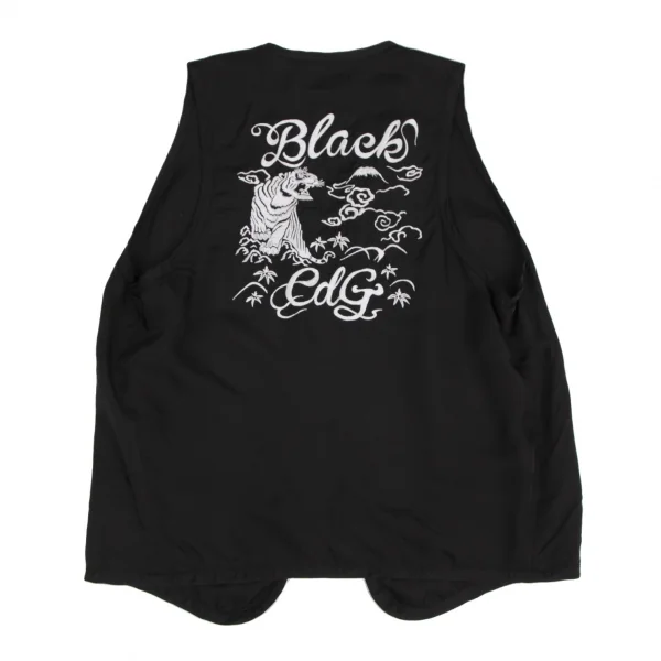 ブラックコムデギャルソンBLACK COMME des GARCONS バック富士虎スカジャン刺繍ベスト 黒L K-113462_002