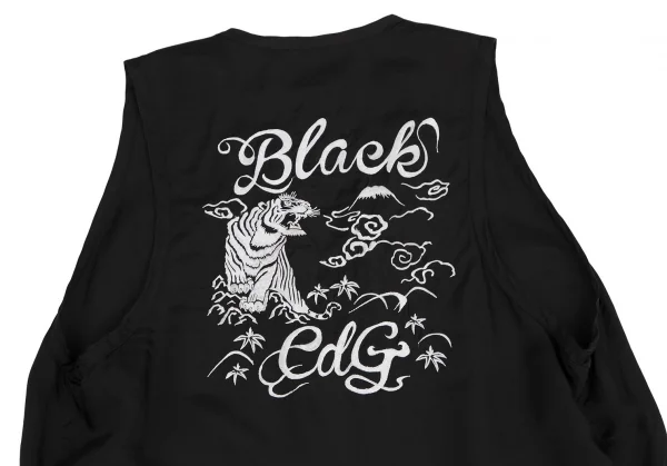 ブラックコムデギャルソンBLACK COMME des GARCONS バック富士虎スカジャン刺繍ベスト 黒L K-113462_003