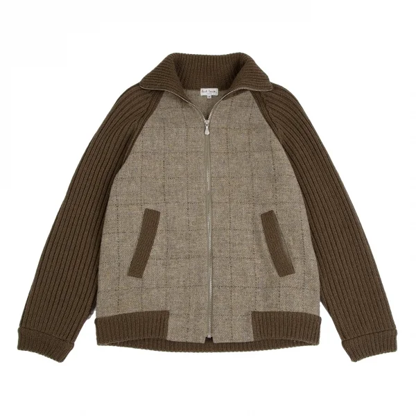 Paul Smith LONDON Rib Knit Switch Harris Tweed Blouson Brown M K-113464_001