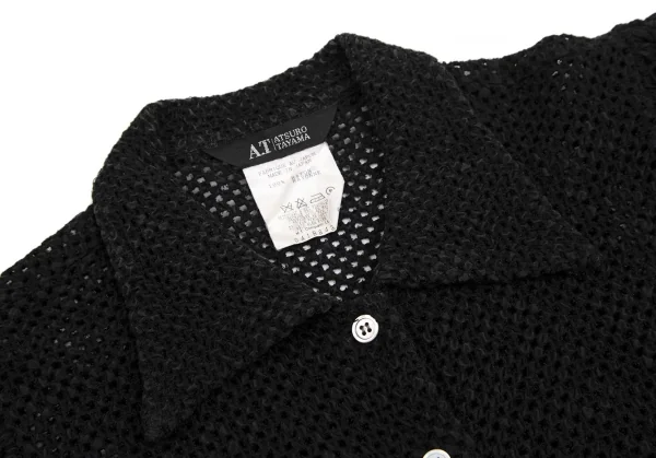 アツロウタヤマA.T ATSURO TAYAMA メッシュ編みギャザースリーブ半袖シャツ 黒M位 K-113476_004