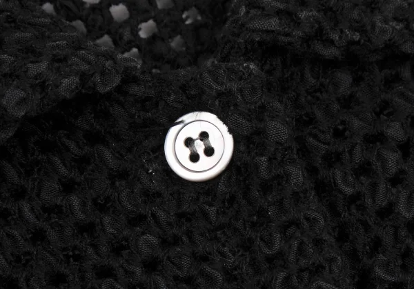 アツロウタヤマA.T ATSURO TAYAMA メッシュ編みギャザースリーブ半袖シャツ 黒M位 K-113476_006